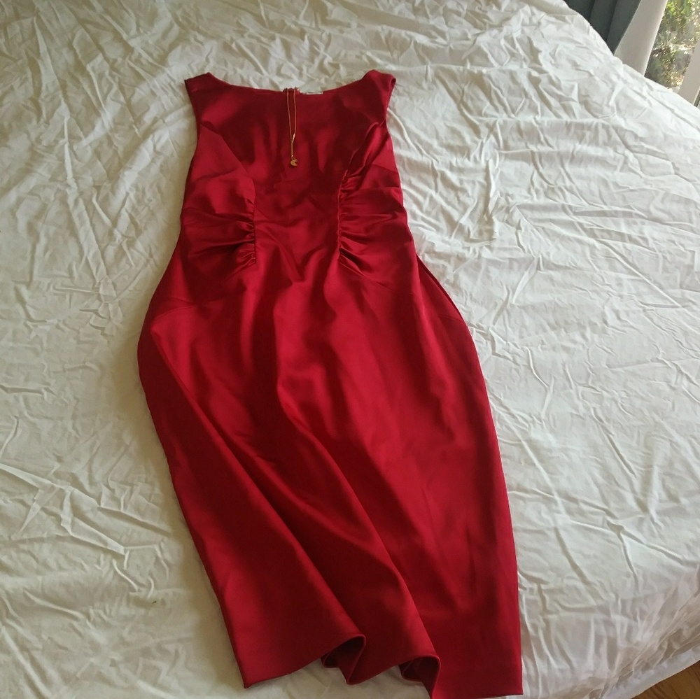Red satin dress